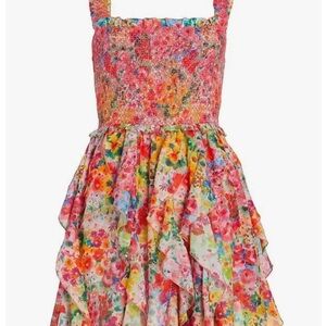 Alice + Olivia Pink and Orange Ruffled Sundress